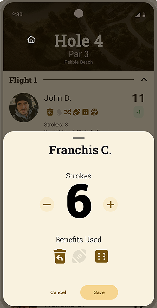 Golf Revolver in-game scorecard